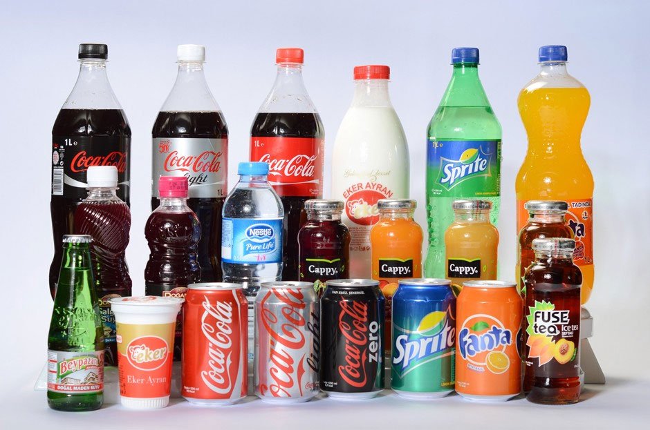 Assorted soft drinks and bottled beverages
